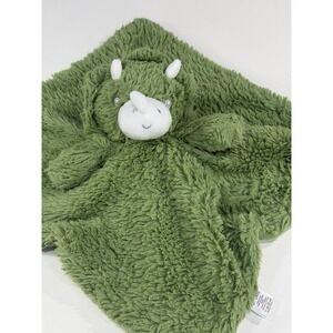 Oobles Green Rhino Lovey Security Blanket Plush Baby Soft Minky 13" Comfort Toy